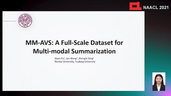 MM-AVS: A Full-Scale Dataset for Multi-modal Summarization