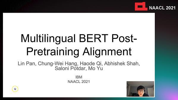 Multilingual BERT Post-Pretraining Alignment