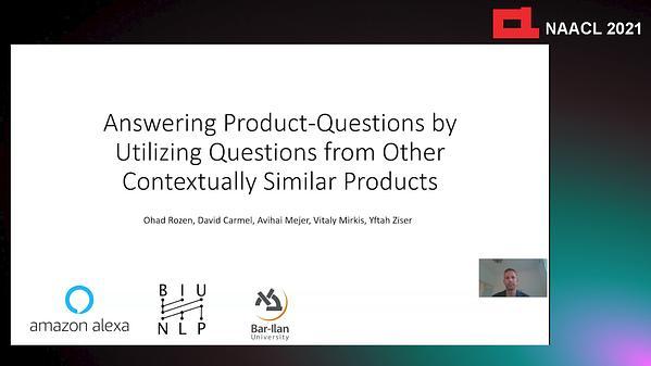 Answering Product-Questions by Utilizing Questions from Other Contextually Similar Products