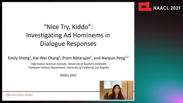 "Nice Try, Kiddo": Investigating Ad Hominems in Dialogue Responses