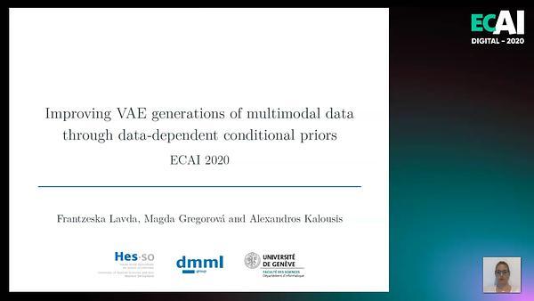 Improving VAE generations of multimodal data through data-dependent conditional priors