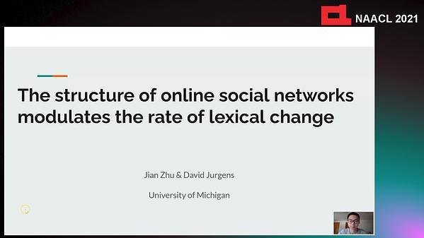 The structure of online social networks modulates the rate of lexical change