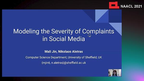 Modeling the Severity of Complaints in Social Media