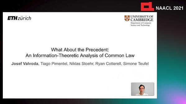 What About the Precedent: An Information-Theoretic Analysis of Common Law