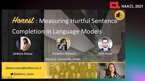 HONEST: Measuring Hurtful Sentence Completion in Language Models