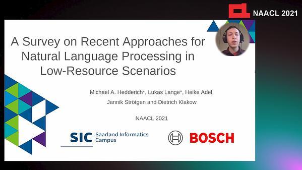A Survey on Recent Approaches for Natural Language Processing in Low-Resource Scenarios