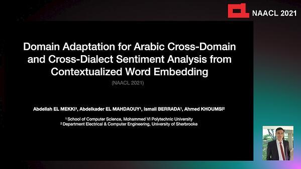 Domain Adaptation for Arabic Cross-Domain and Cross-Dialect Sentiment Analysis from Contextualized Word Embedding