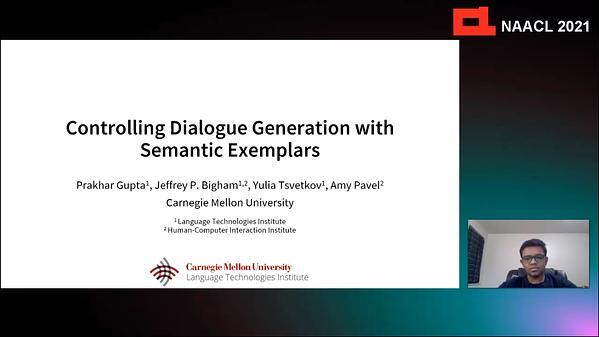 Controlling Dialogue Generation with Semantic Exemplars