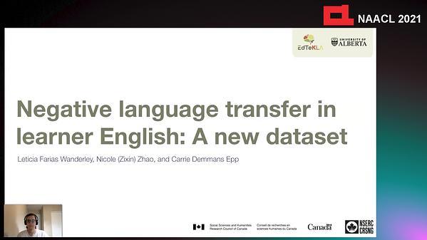 Negative language transfer in learner English: A new dataset
