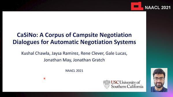 CaSiNo: A Corpus of Campsite Negotiation Dialogues for Automatic Negotiation Systems