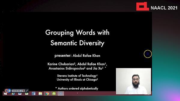 Grouping Words with Semantic Diversity