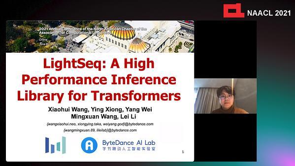 LightSeq: A High Performance Inference Library for Transformers