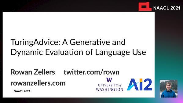TuringAdvice: A Generative and Dynamic Evaluation of Language Use