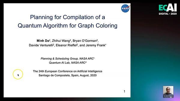 Planning for Compilation of a Quantum Algorithm for Graph Coloring