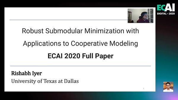 Robust Submodular Minimization with Applications to Cooperative Modeling