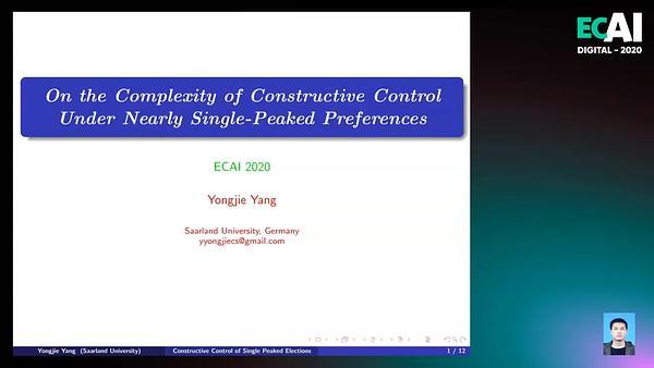 On the Complexity of Constructive Control under Nearly Single-Peaked Preferences