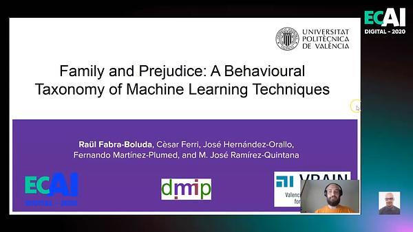 Family and Prejudice: A Behavioural Taxonomy of Machine Learning Techniques