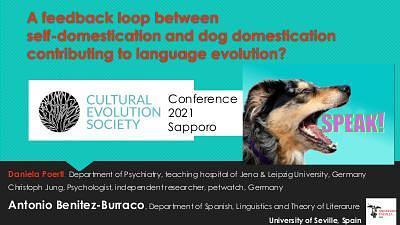 A feedback loop between human self-domestication and dog domestication contributing to language evolution?