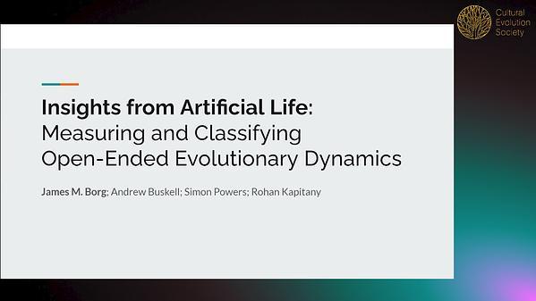 Insights from Artificial Life: Measuring and Classifying Open-Ended Evolutionary Dynamics
