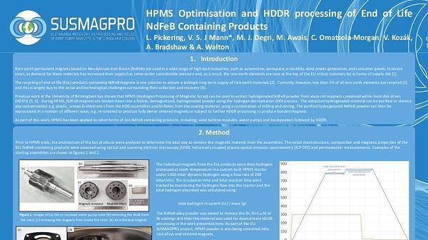 HPMS Optimisation for End of Life NdFeB Containing Products