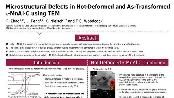 Microstructural Defects in Hot-Deformed and As-Transformed τ-MnAl-C using TEM