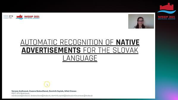 Automatic recognition of Native advertisements for the Slovak language