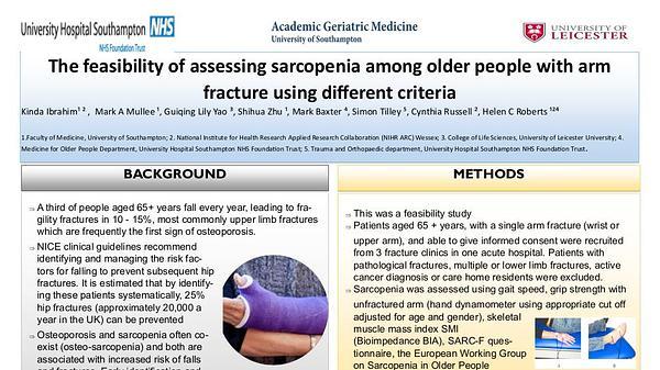 The feasibility of assessing sarcopenia among older people with arm fracture using different criteria