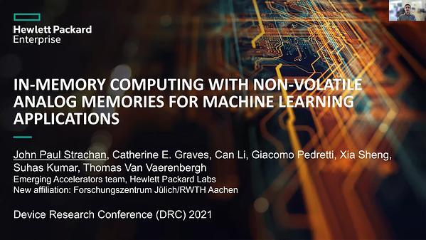 In-memory computing with non-volatile analog memories for machine learning applications