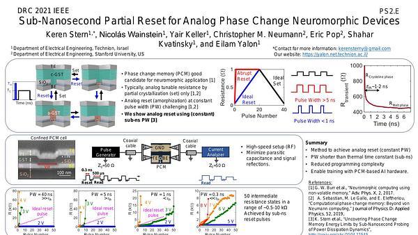Sub-Nanosecond Partial Reset for Analog Phase Change Neuromorphic Devices