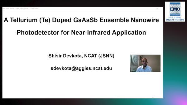 A Te Doped GaAsSb Ensemble Nanowire Photodetector for Near-Infrared Application