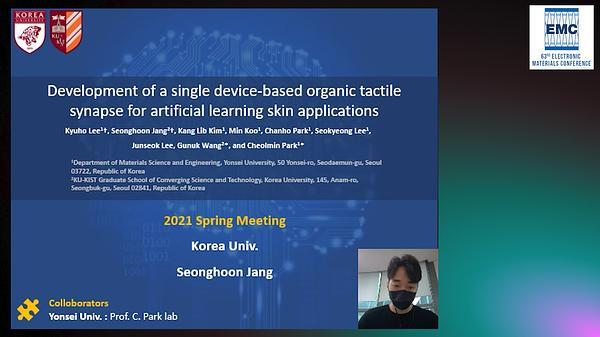Development of a Single Device-Based Organic Tactile Synapse for Artificial Learning Skin Applications