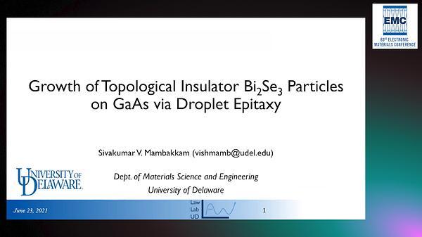 Growth of Topological Insulator Bi2Se3 Particles on GaAs via Droplet Epitaxy