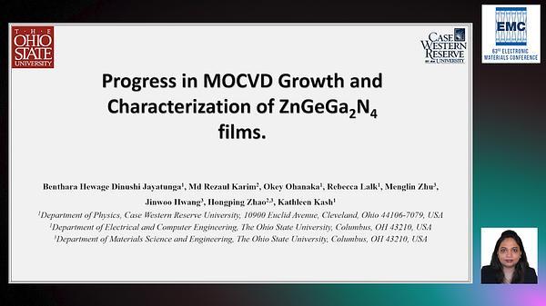 Progress in MOCVD Growth and Characterization of ZnGeGa2N4 Films