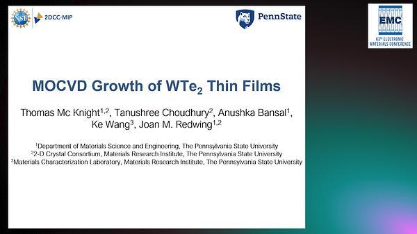 MOCVD Growth of Tungsten Ditelluride Thin Films