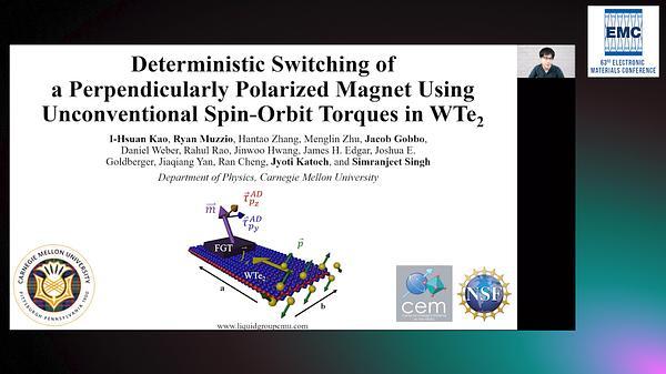 Deterministic Switching of a Perpendicularly Polarized Magnet Using Unconventional Spin-Orbit Torques in WTe2