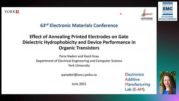 Effect of Annealing Printed Electrodes on Gate Dielectric Hydrophobicity and Device Performance in Organic Transistors