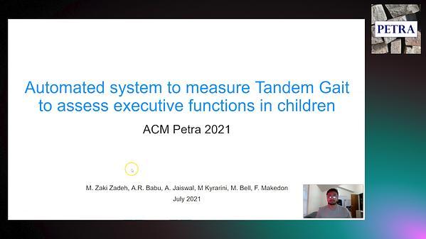 Automated system to measure Tandem Gait to assess executive functions in children