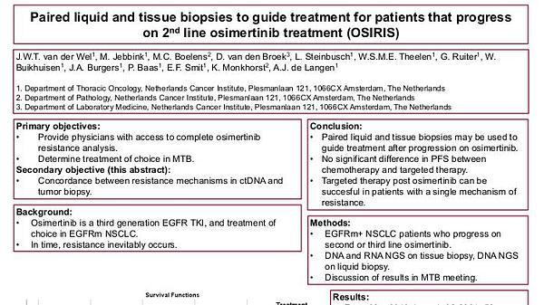 Paired liquid and tissue biopsies to guide treatment for patients that progress on 2nd line osimertinib treatment (OSIRIS)