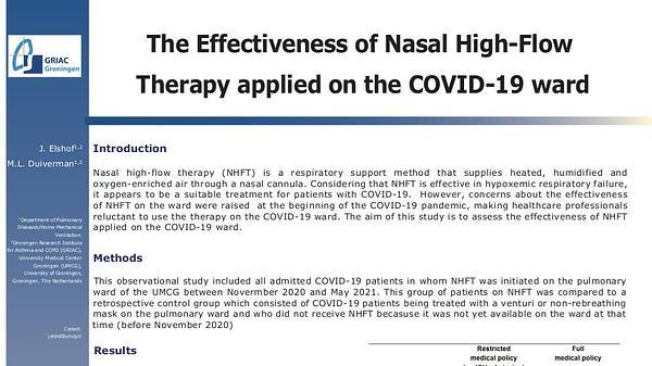 The effectiveness of nasal high-flow therapy on the COVID-19 ward