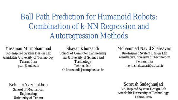 Ball Path Prediction for Humanoid Robots: Combination of k-NN Regression and Autoregression Methods