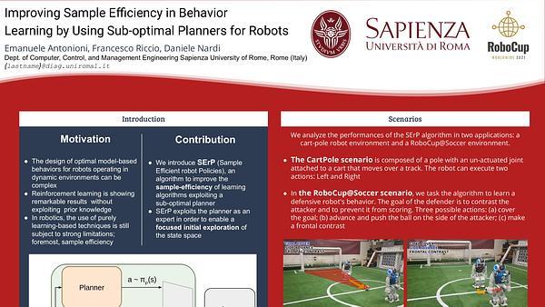 Improving Sample Efficiency in Behavior Learning by Using Sub-optimal Planners for Robots