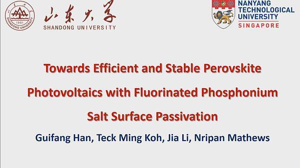 Toward Efficient and Stable Perovskite Photovoltaics with Fluorinated Phosphonate Salt Surface Passivation