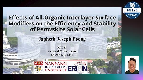 Effects of All-organic Interlayers Surface Modifiers on Perovskite Solar Cells Efficiency and Stability