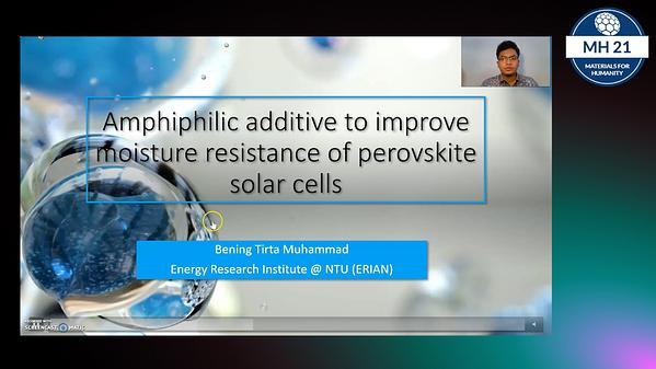 Amphiphilic additive for moisture-resistant perovskite solar cells