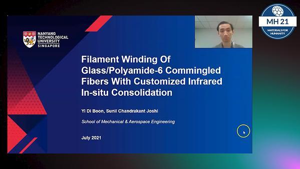 Filament winding of glass/polyamide-6 commingled fibers with customized infrared in-situ consolidation