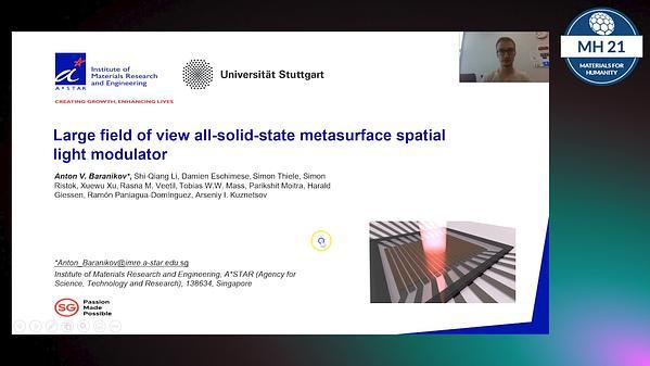 Large field-of-view all-solid-state transmissive metasurface spatial light modulator.