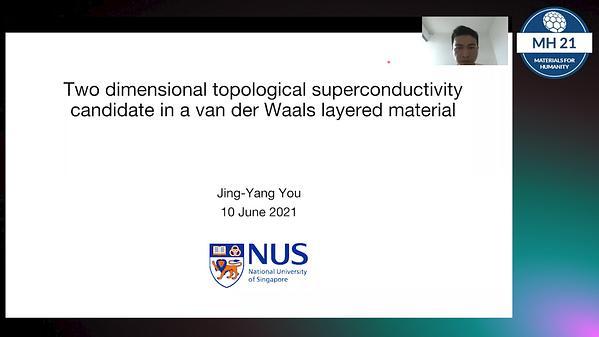 Two-dimensional topological superconductivity candidate in a van der Waals layered material