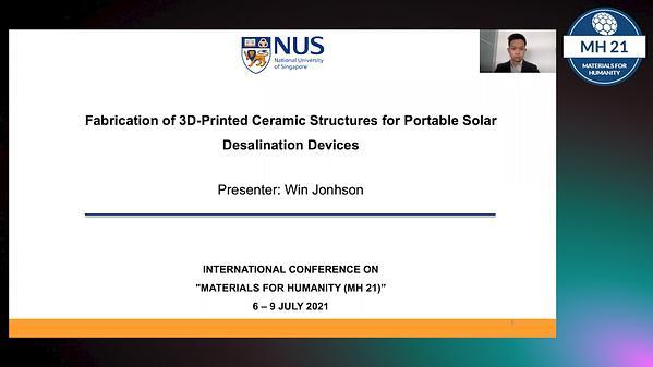 Fabrication of 3D-Printed Ceramic Structures for Portable Solar Desalination Devices
