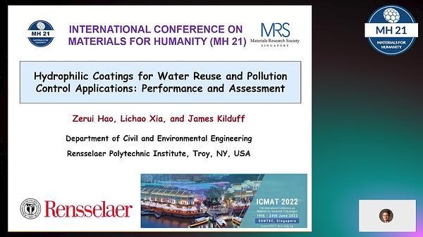 Hydrophilic coatings for water reuse and pollution control applications