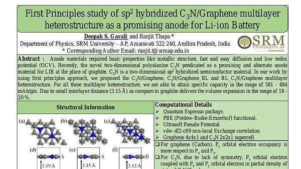 First Principles study of sp2 hybridized C3N/Graphene multilayer heterostructure as a promising anode for Li-ion Battery